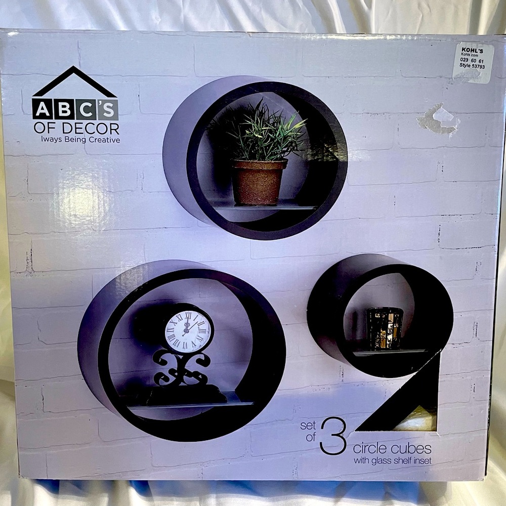 Set of 3 Black Circle Cubes (Brand New)